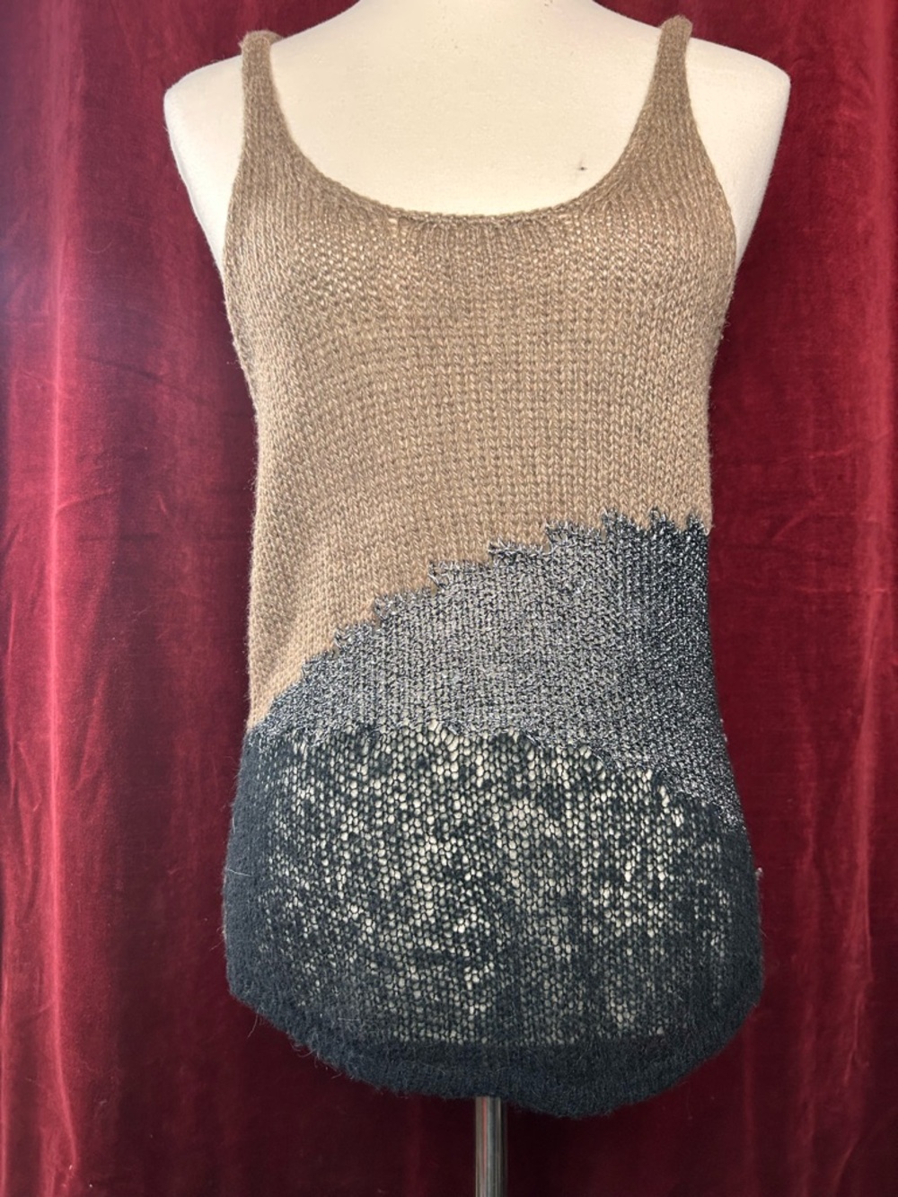 silence + noise Two-Tone Knit Tank Top in Brown and Gray